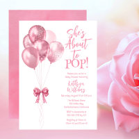 Pink Balloons She's About to Pop Baby Shower