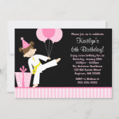 Pink Balloons Taekwondo Karate Girl Birthday Invitation (Front)