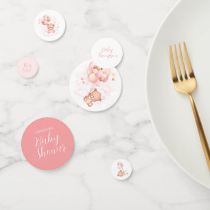 Pink Balloons Teddy Bear Baby Shower Confetti