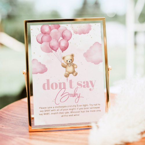 Pink Balloons teddy bear Dont say baby game Poster