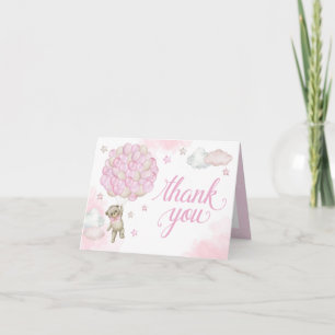 Pink Balloons Teddy Bear Thank You Card
