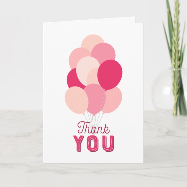 Pink Balloons Thank You Card (Front)
