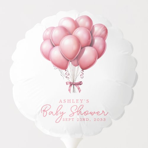 Pink Balloons Watercolor Girl Baby Shower Balloon