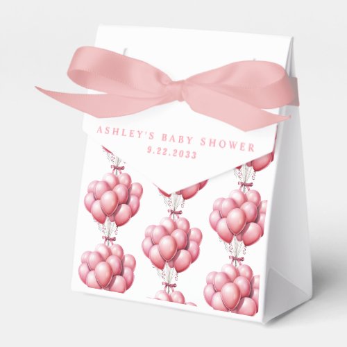 Pink Balloons Watercolor Girl Baby Shower Favor Boxes