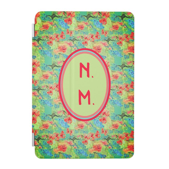 Pink Balsam and Lobelia flowers with Initials Case (Front)