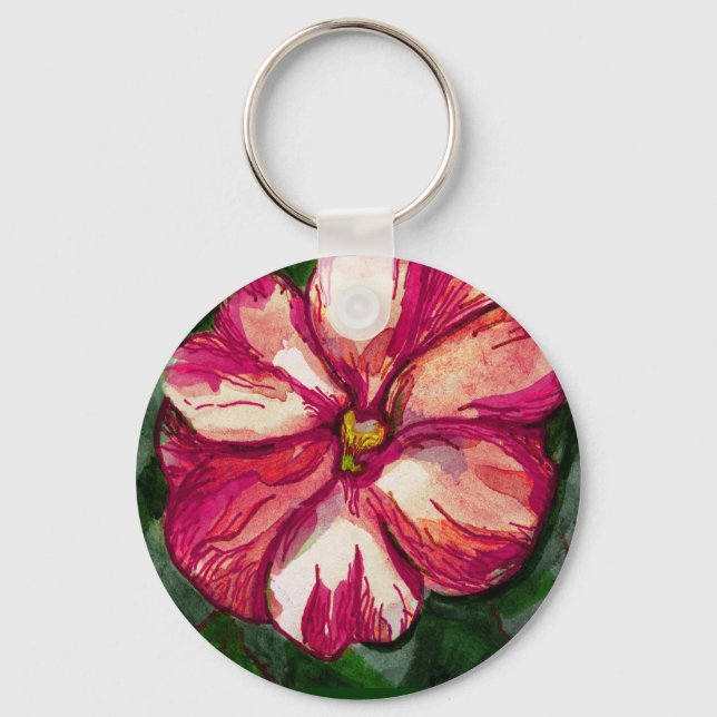 Pink Balsam Flower Keychain (Front)