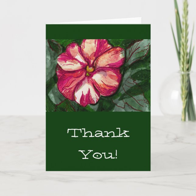 Pink Balsam Flower Thank You Card (Front)