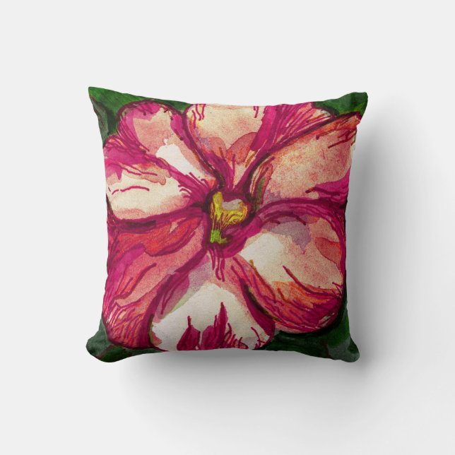 Pink Balsam Flower Throw Pillow (Front)