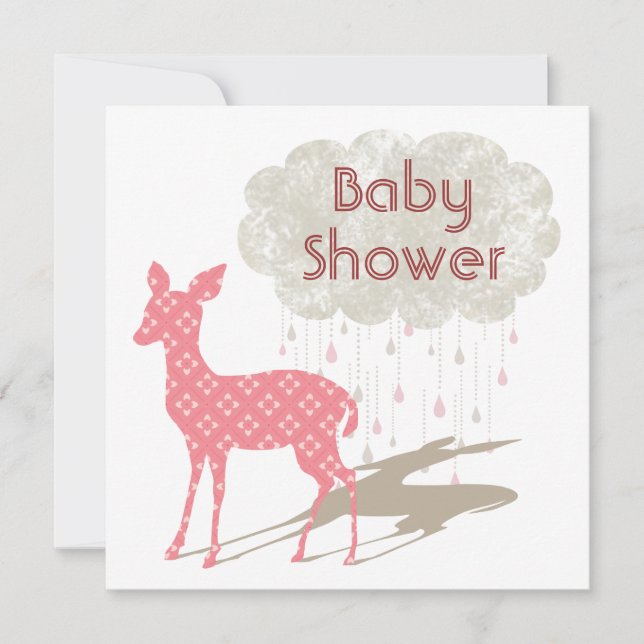 Pink Bambi Baby Shower Inviation Invitation (Front)