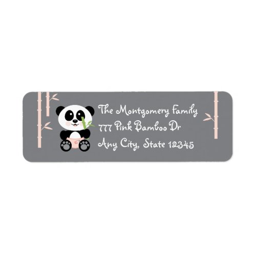 Pink Bamboo Baby Panda in Diapers Address Labels