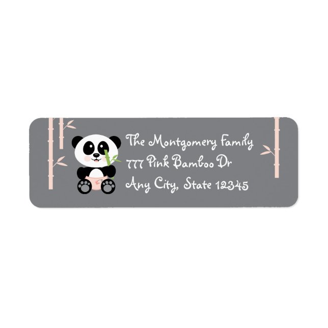 Pink Bamboo Baby Panda in Diapers Address Labels (Front)