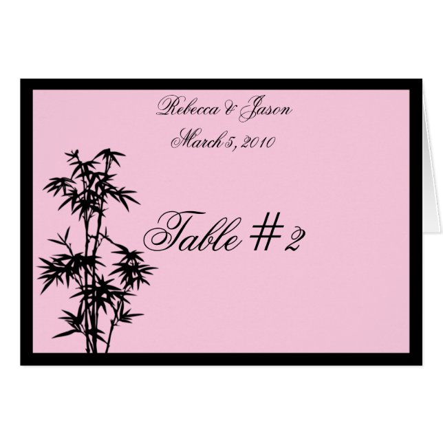 Pink Bamboo Table Tent Cards (Front Horizontal)