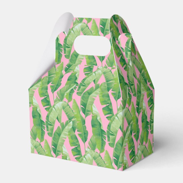Pink Banana Leaves Favor Boxes (Front Side)