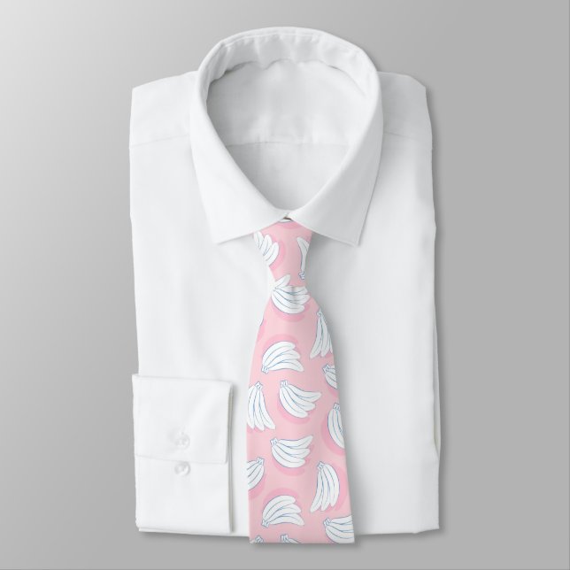 Pink Banana Pattern Neck Tie (Tied)