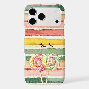 Pink Banana Yellow Lime Green Lollipops Stripes iPhone 17 Pro Max Case