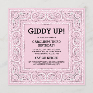 Pink Bandana Birthday Invite