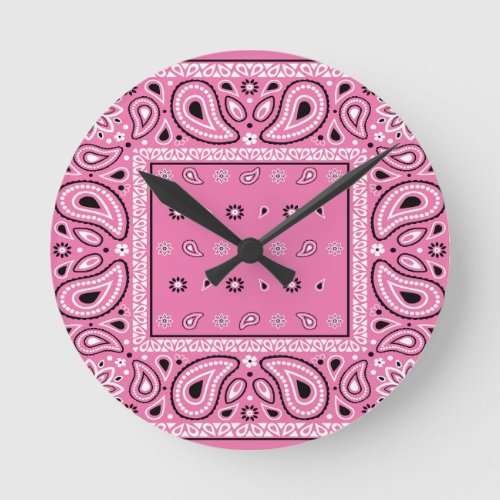 Pink bandana paisley bandanas country rap hip hop round clock