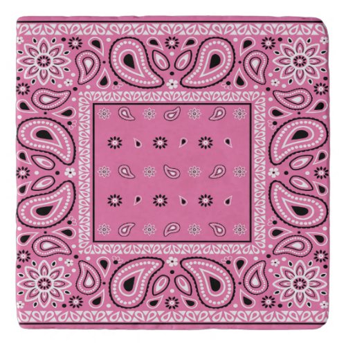 Pink bandana paisley bandanas country rap hip hop trivet