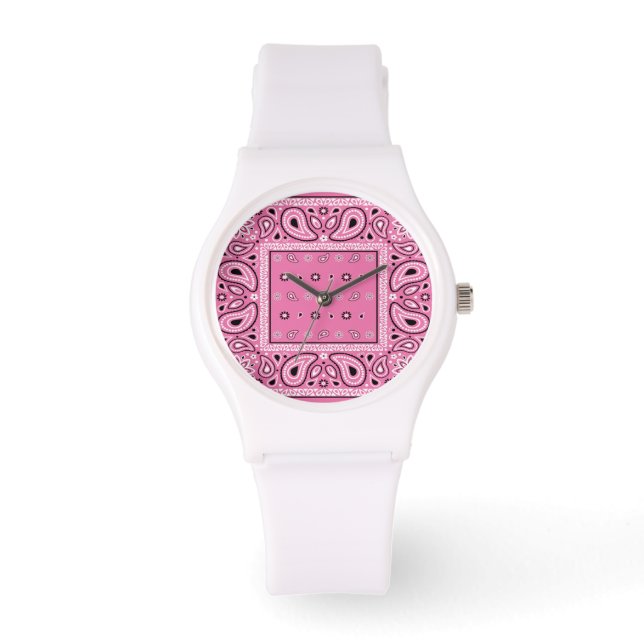 Pink bandana paisley bandanas country rap hip hop watch (Front)