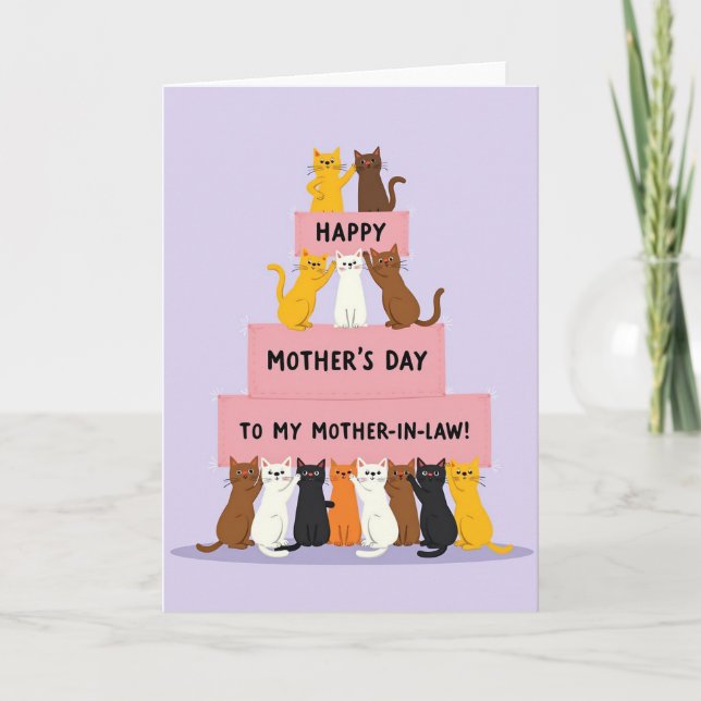 Pink Banner Cats Sweet Mothers Day Card (Front)