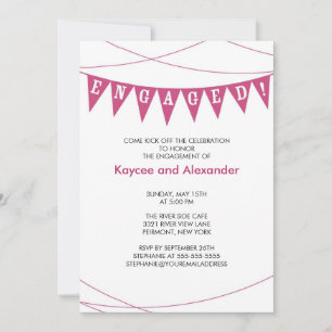 Pink Banner Engagement Invitations