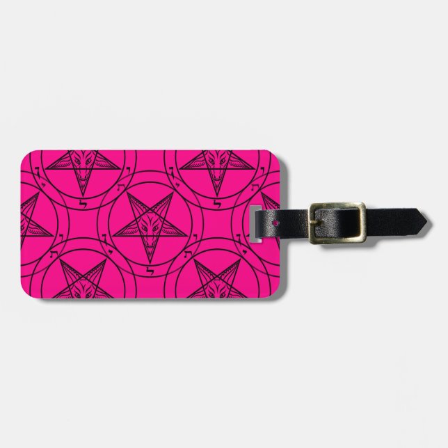 pink baphomet luggage tag (Front Horizontal)