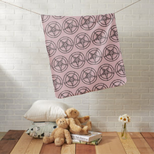 Pink Baphomet Pentagram Satanic Baby Blanket