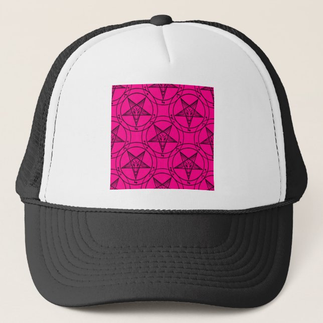 pink baphomet trucker hat (Front)