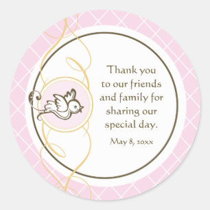 Pink Baptism/Christening Favor Sticker