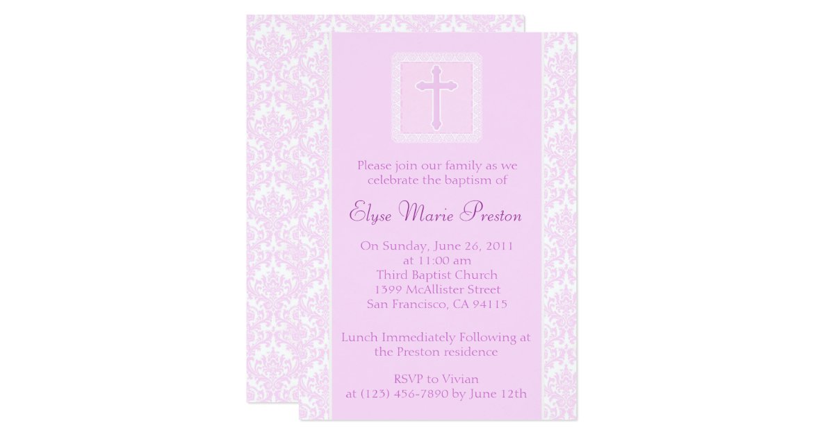 Pink Baptism/Christening Invitation | Zazzle