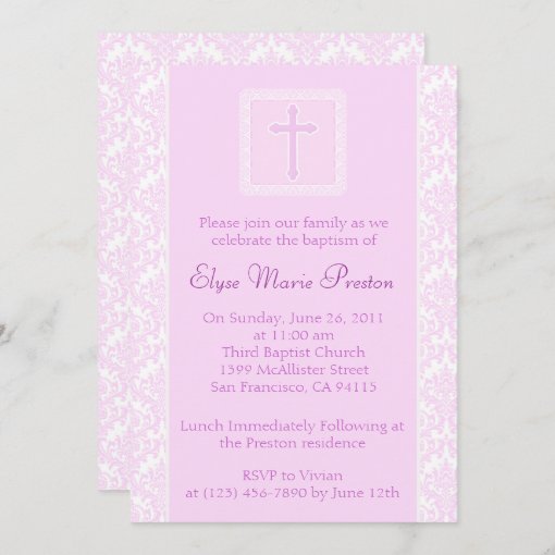 Pink Baptism/Christening Invitation | Zazzle