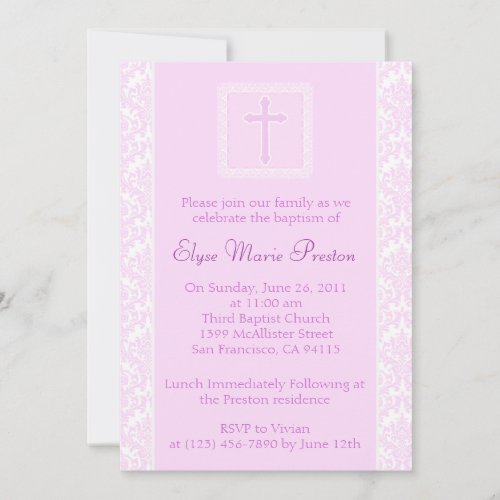 Pink Baptism/Christening Invitation