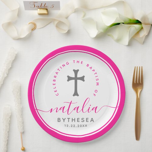 Pink Baptism Christening Naming Cross