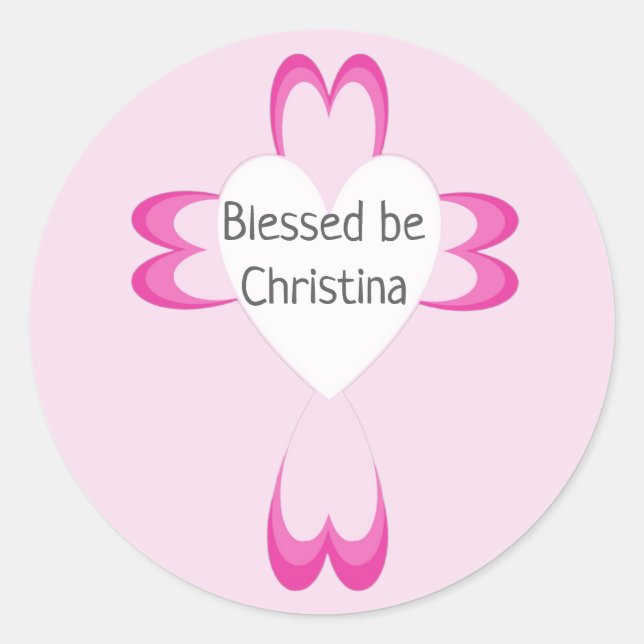 Pink Baptism Favor Sticker for Girls (Front)