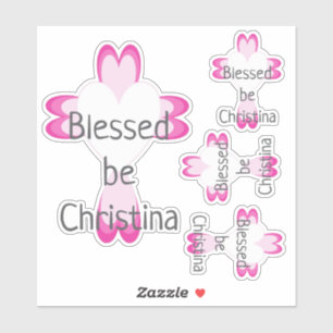 Pink Baptism Favor Sticker for Girls