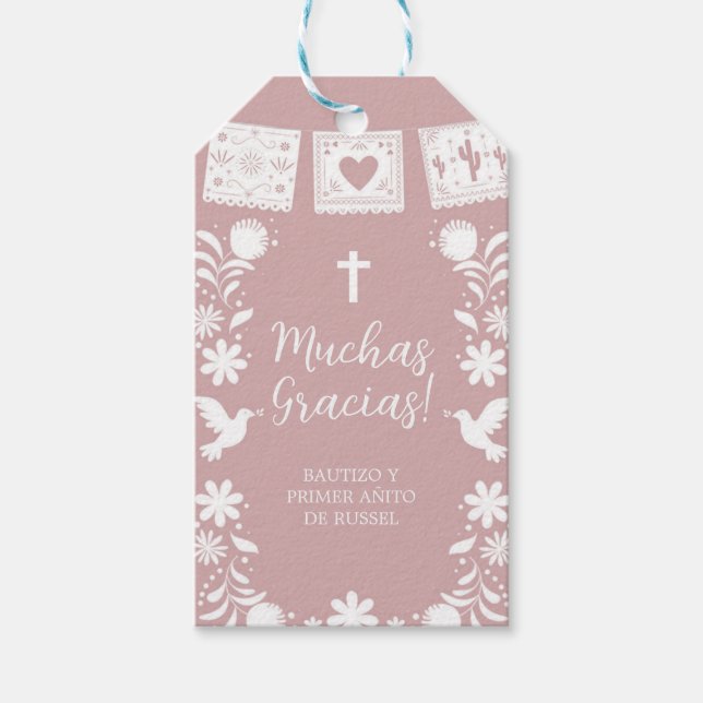 Pink Baptism Favor Tag (Front)