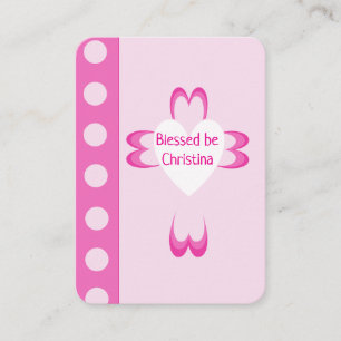 Pink Baptism Holy Prayer Card for Girls