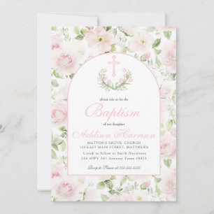 Pink Baptism Invitation, Girl Baptism, Invitation