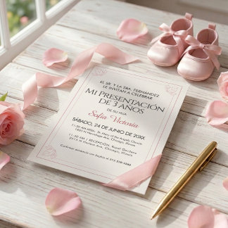Pink Baptism Invitation – Mi Presentación Girl