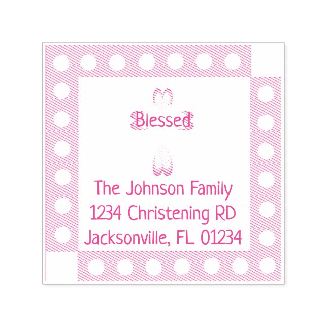 Pink Baptism Self-Inking Return Address S Stamp (Design)