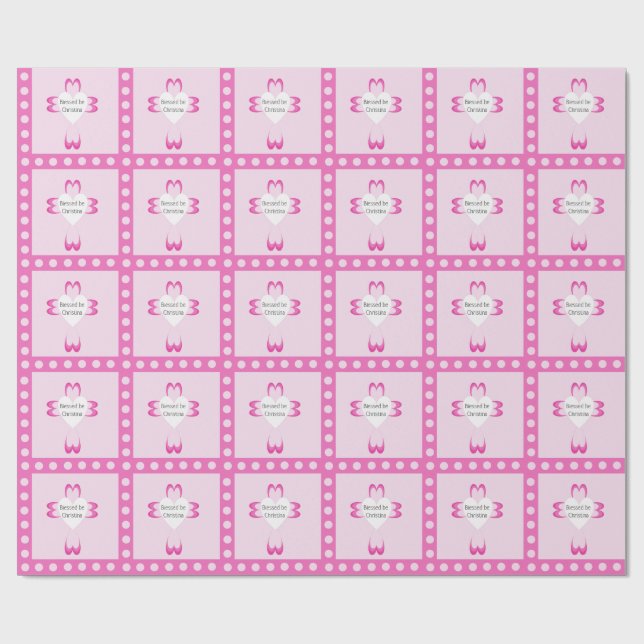 Pink Baptism Wrapping Paper for Girls (Flat)