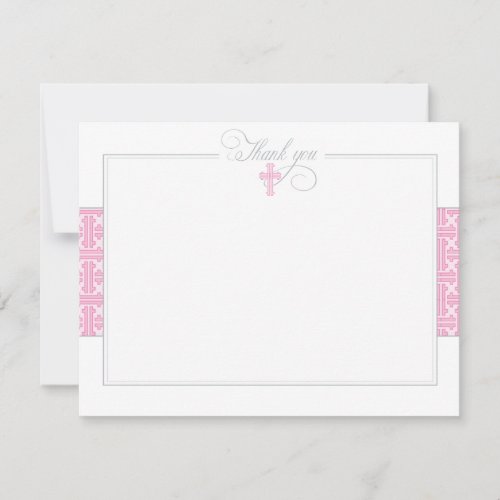 Pink Baptismal Flat Thank You Note Invites