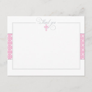 Pink Baptismal Flat Thank You Note Card