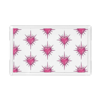 Pink Barbed Heart Cybersigilism Acrylic Tray