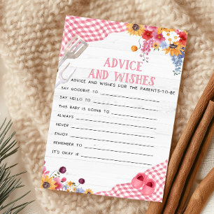 Pink Barbeque Baby Shower Advice and Wishes Game
