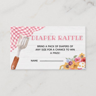 Pink Barbeque Baby Shower Diaper Raffle  Enclosure Card