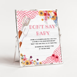 Pink Barbeque Baby Shower Don't Say Baby Sign