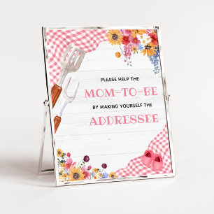 Pink Barbeque Baby Shower Envelope Station Sign