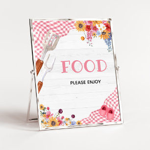 Pink Barbeque Baby Shower Food Sign