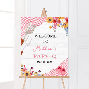 Pink Barbeque Baby Shower Welcome Sign